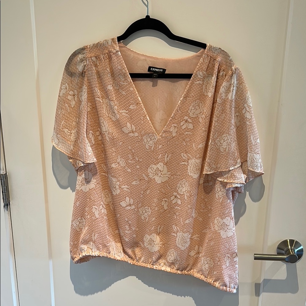 Express Women's Blush Floral Blouse